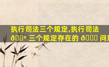 执行司法三个规定,执行司法 🐺 三个规定存在的 🐕 问题